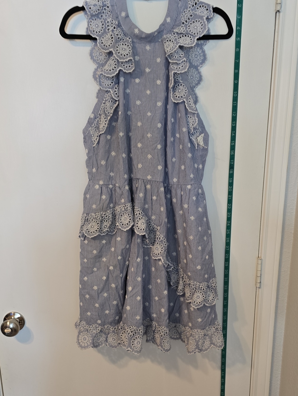 H&M Light Blue Lace-Trim Tiered Eyelet Dress.
